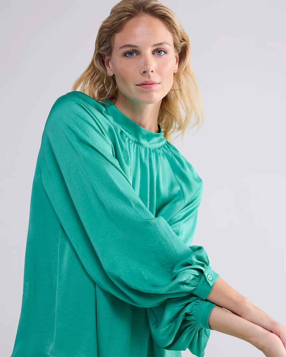 Shiny Blouse 2-in-1 - Aqua Green - Summum