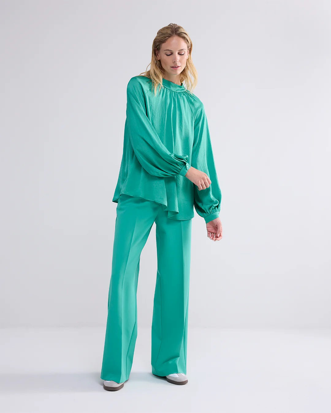 Shiny Blouse 2-in-1 - Aqua Green - Summum