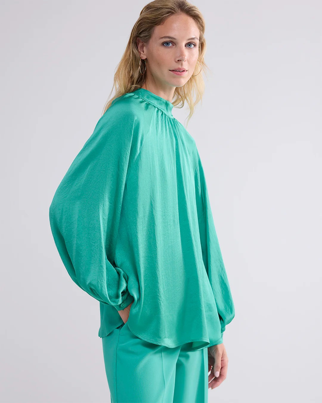 Shiny Blouse 2-in-1 - Aqua Green - Summum