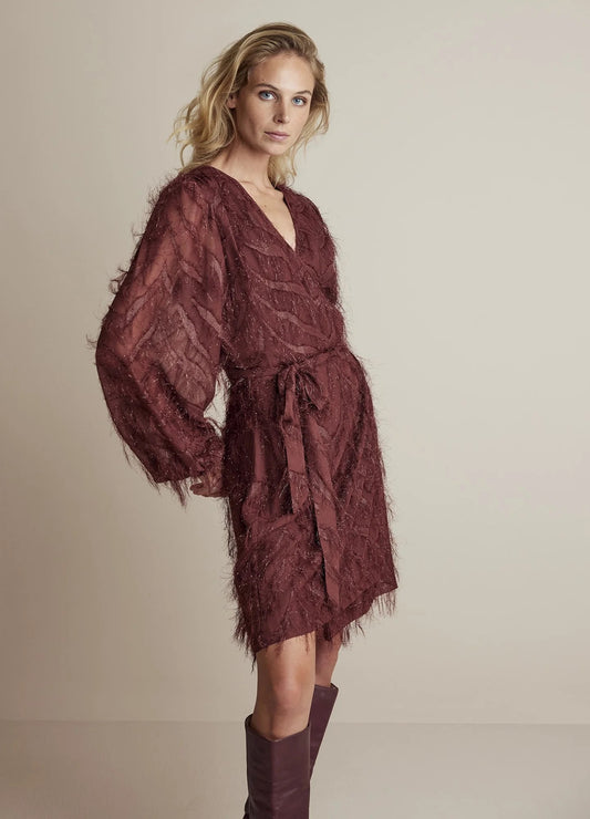 Fluffy Wrap Dress - Cherry - Summum