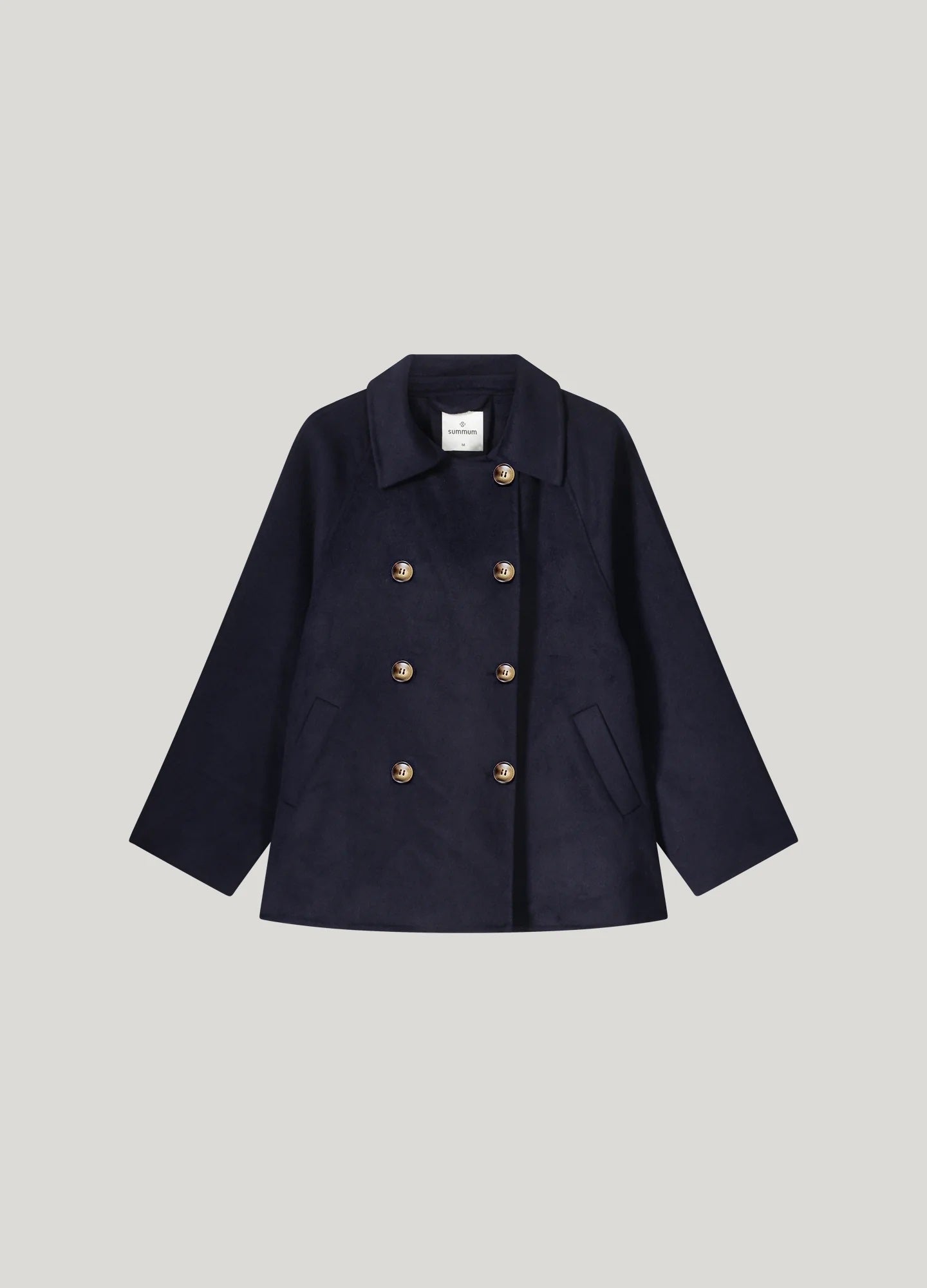 Classic Short Wool Coat - Midnight Blue - Summum