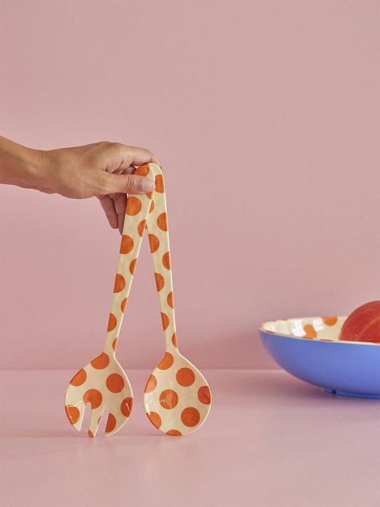 Salatbestikk Melamine - Orange Dots