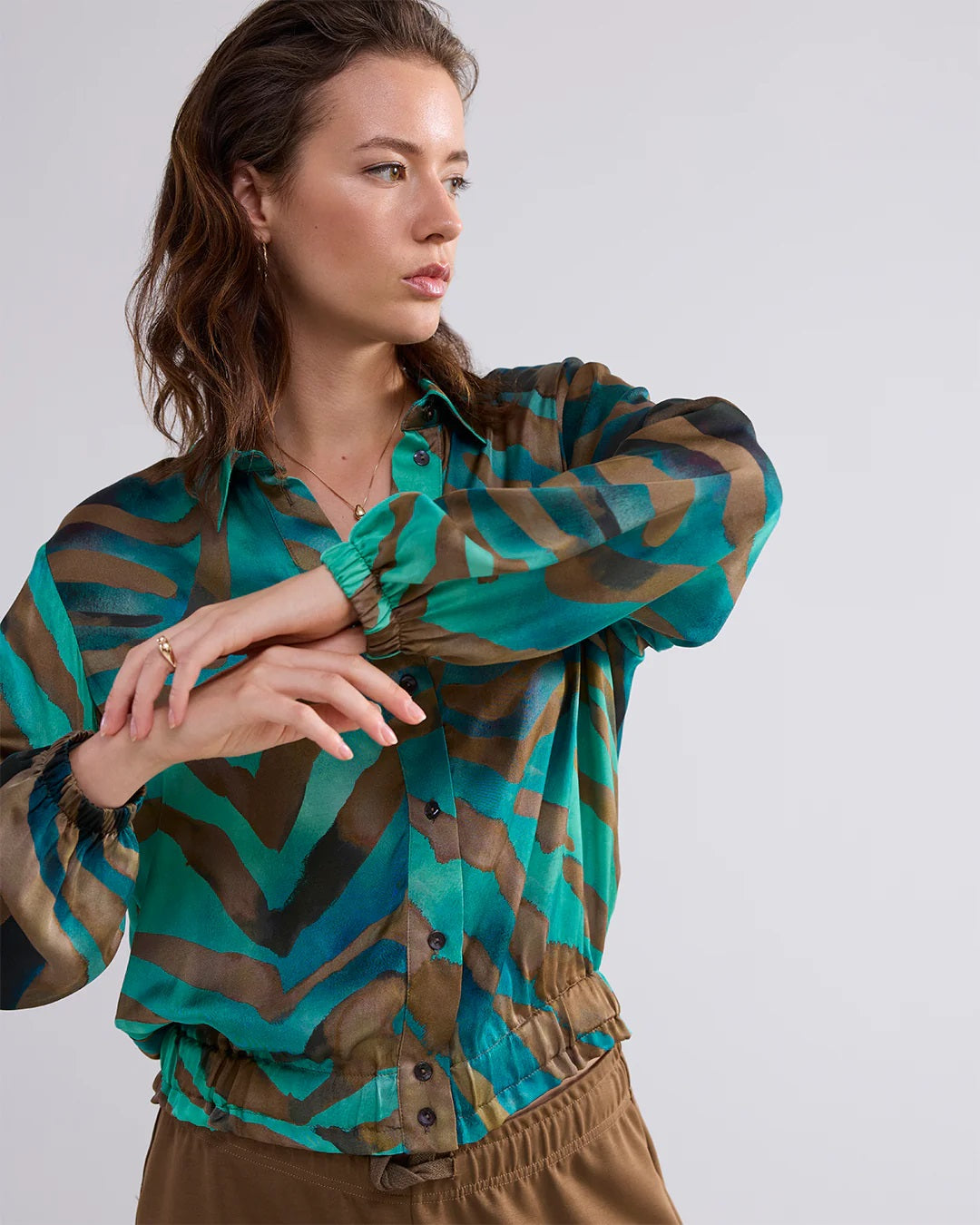 Bomber Blouse Tiger - Aqua Green - Summum