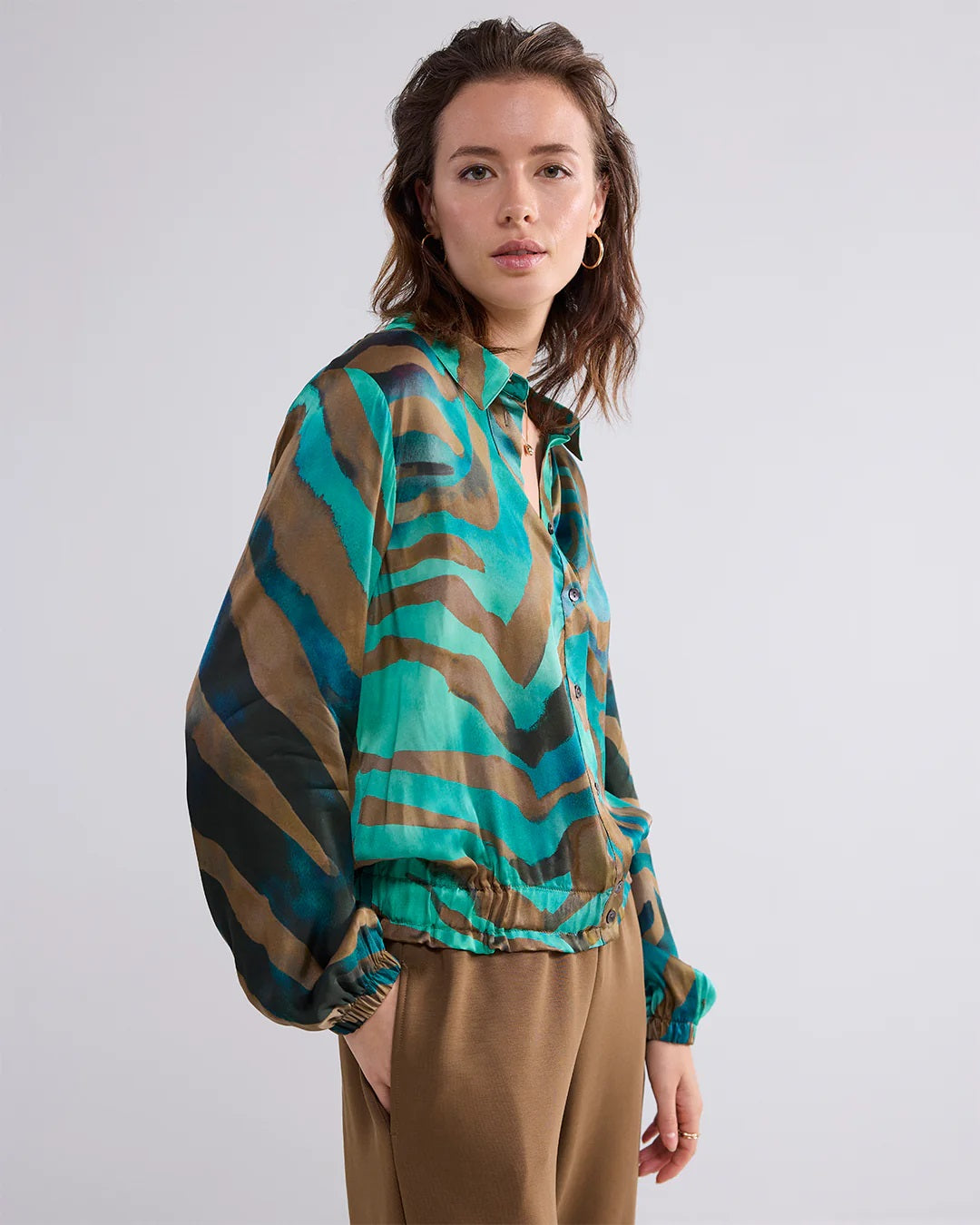 Bomber Blouse Tiger - Aqua Green - Summum