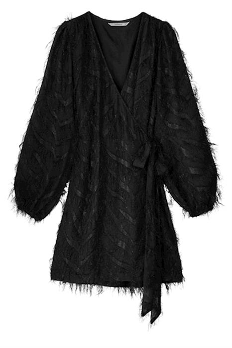 Fluffy Wrap Dress - Black - Summum