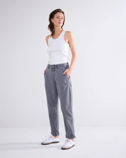 Tapered Fit Pants Rough Twill - Grey - Summum